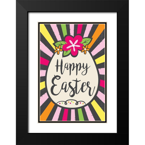 Happy Easter Black Modern Wood Framed Art Print with Double Matting by ND Art