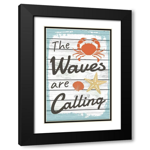 The Waves are Calling Black Modern Wood Framed Art Print with Double Matting by ND Art