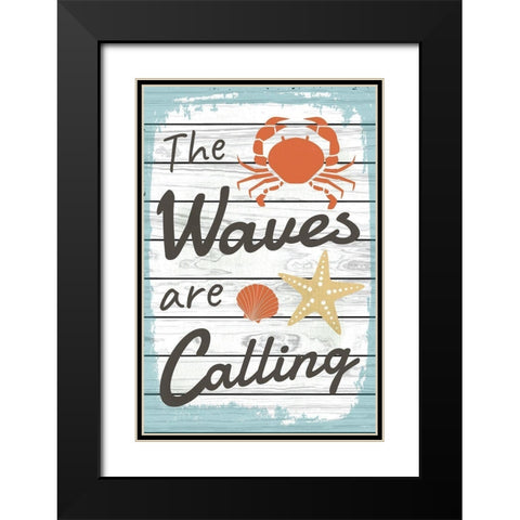 The Waves are Calling Black Modern Wood Framed Art Print with Double Matting by ND Art