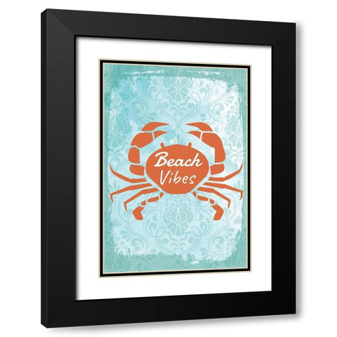 Beach Vibes Black Modern Wood Framed Art Print with Double Matting by ND Art