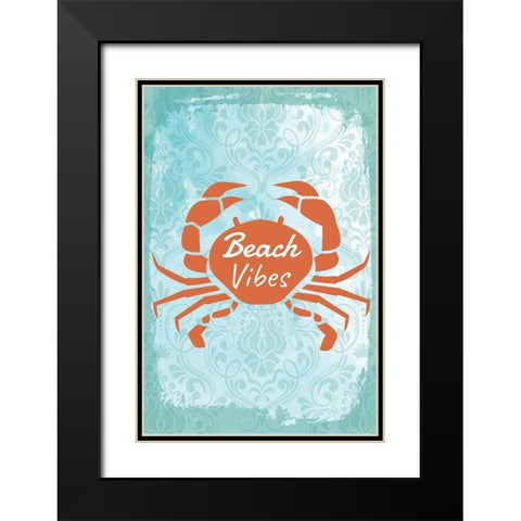 Beach Vibes Black Modern Wood Framed Art Print with Double Matting by ND Art