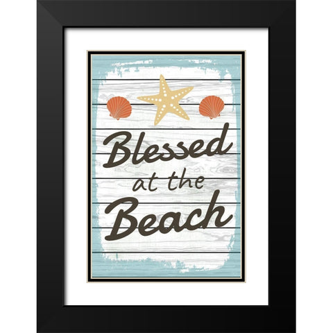 Blessed at the Beach Black Modern Wood Framed Art Print with Double Matting by ND Art