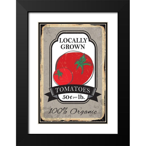 Tomatoes Black Modern Wood Framed Art Print with Double Matting by ND Art