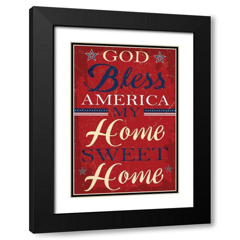 Americana II Black Modern Wood Framed Art Print with Double Matting by ND Art