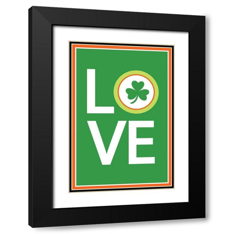 St. Patty Love Black Modern Wood Framed Art Print with Double Matting by ND Art