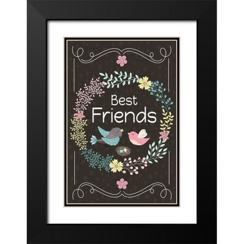 Best Friends Black Modern Wood Framed Art Print with Double Matting by ND Art