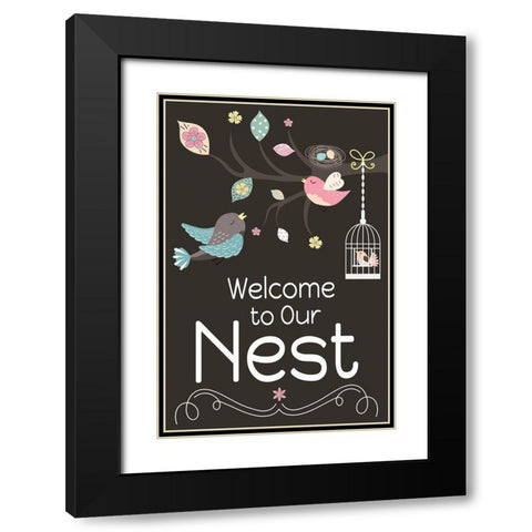 Welcome to Our Nest Black Modern Wood Framed Art Print with Double Matting by ND Art