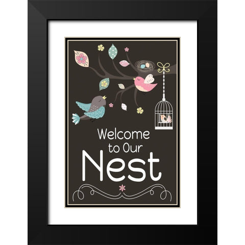 Welcome to Our Nest Black Modern Wood Framed Art Print with Double Matting by ND Art