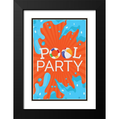Pool Party Black Modern Wood Framed Art Print with Double Matting by ND Art