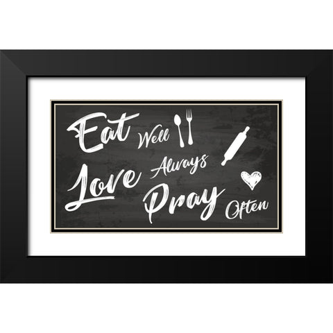 Eat Well Black Modern Wood Framed Art Print with Double Matting by ND Art
