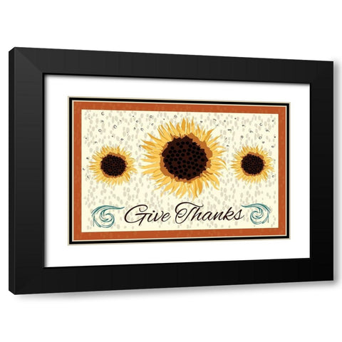 Give Thanks Black Modern Wood Framed Art Print with Double Matting by ND Art