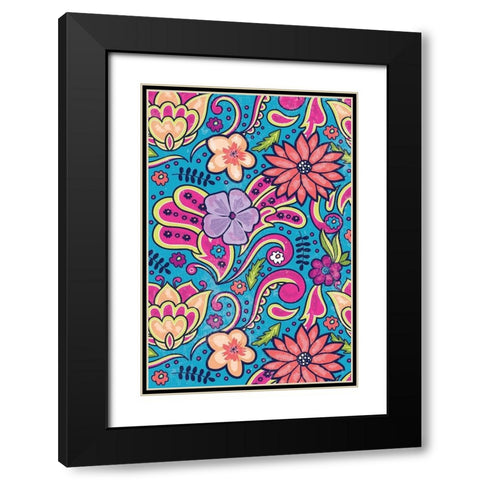Floral III Black Modern Wood Framed Art Print with Double Matting by ND Art
