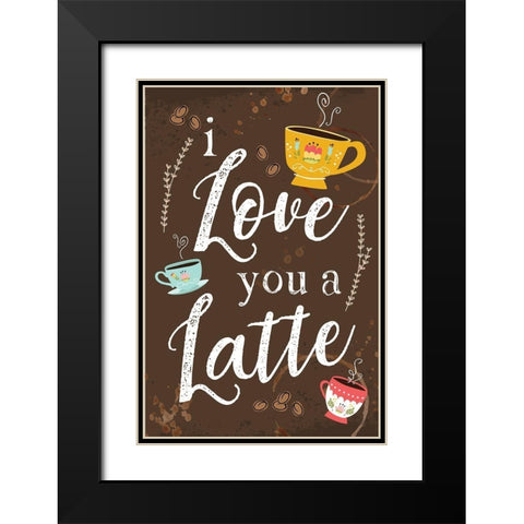 I Love You a Latte Black Modern Wood Framed Art Print with Double Matting by ND Art