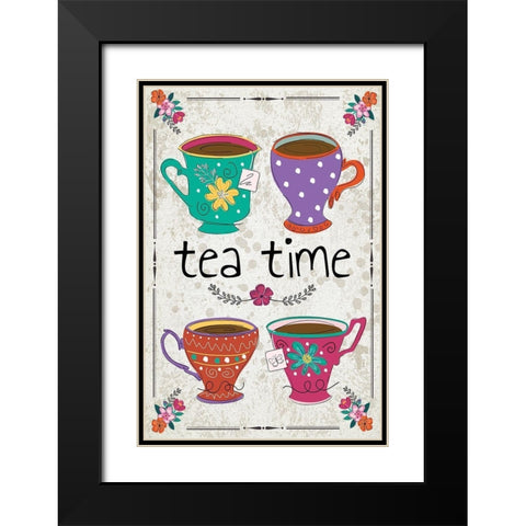 Tea Time Black Modern Wood Framed Art Print with Double Matting by ND Art