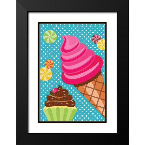 Ice Cream Black Modern Wood Framed Art Print with Double Matting by ND Art