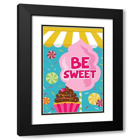 Be Sweet Black Modern Wood Framed Art Print with Double Matting by ND Art