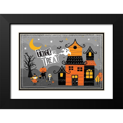 Trick or Treat Black Modern Wood Framed Art Print with Double Matting by ND Art