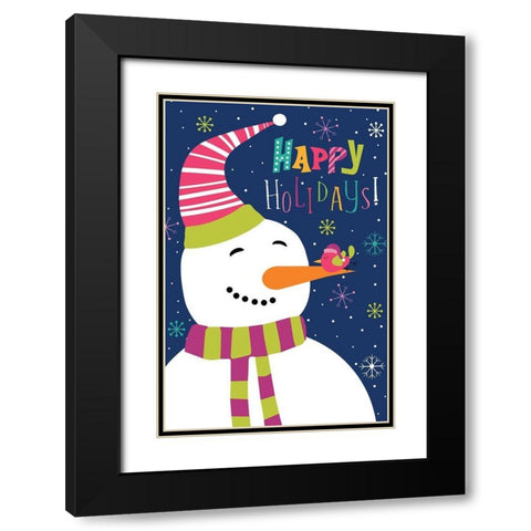 Happy Holidays Black Modern Wood Framed Art Print with Double Matting by ND Art