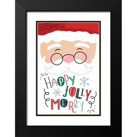 Happy Jolly Merry Black Modern Wood Framed Art Print with Double Matting by ND Art