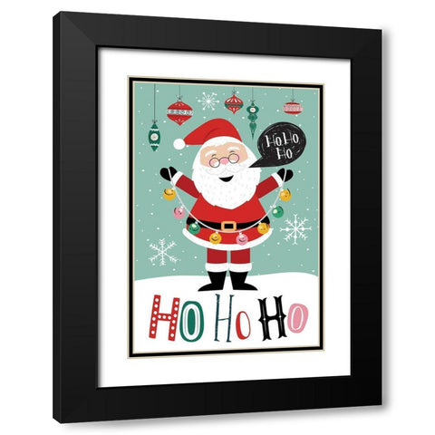 Ho Ho Ho Black Modern Wood Framed Art Print with Double Matting by ND Art