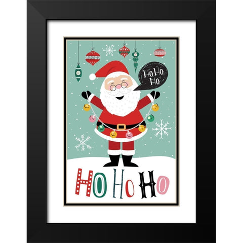 Ho Ho Ho Black Modern Wood Framed Art Print with Double Matting by ND Art