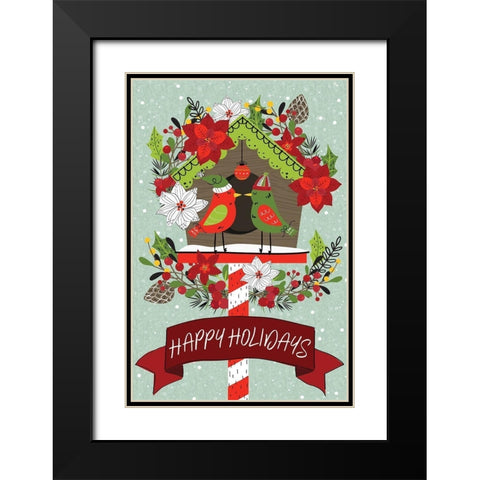 Festive Feathers III Black Modern Wood Framed Art Print with Double Matting by ND Art