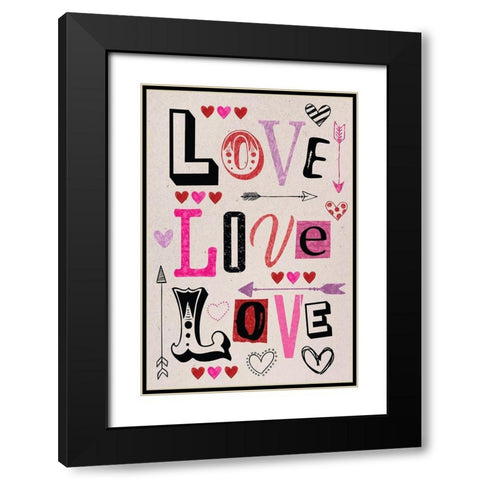 Love Love Love II Black Modern Wood Framed Art Print with Double Matting by ND Art