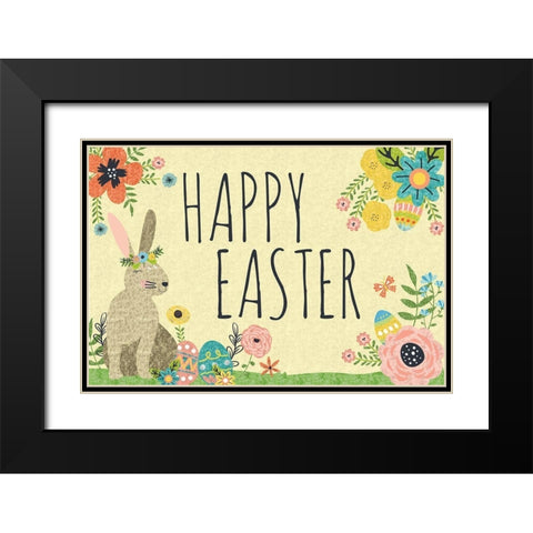Easter Wishes Black Modern Wood Framed Art Print with Double Matting by ND Art