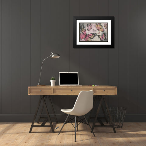 Butterflies I Black Modern Wood Framed Art Print with Double Matting by ND Art