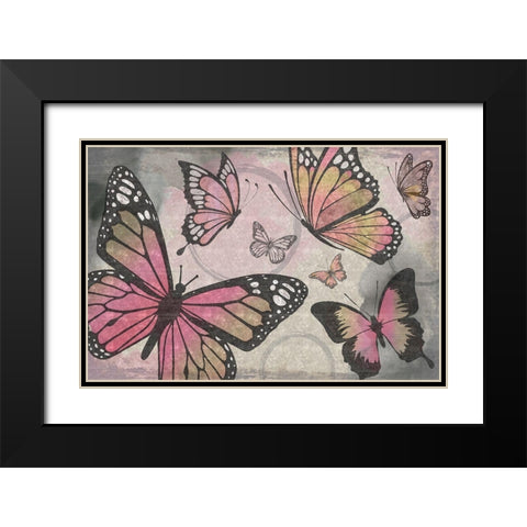 Butterflies I Black Modern Wood Framed Art Print with Double Matting by ND Art