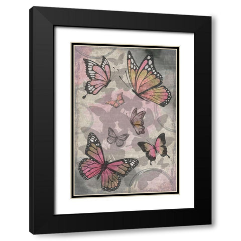 Butterflies III Black Modern Wood Framed Art Print with Double Matting by ND Art