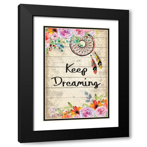 Keep Dreaming Black Modern Wood Framed Art Print with Double Matting by ND Art