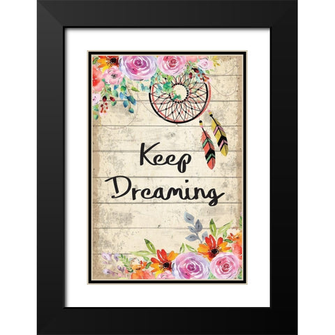Keep Dreaming Black Modern Wood Framed Art Print with Double Matting by ND Art