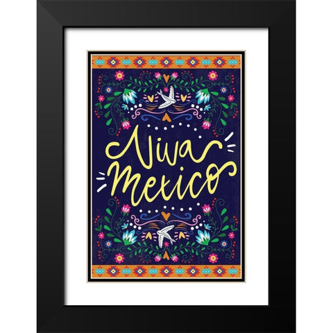 Viva Mexico Black Modern Wood Framed Art Print with Double Matting by ND Art