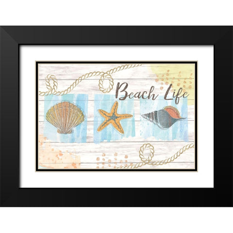 Beach Life Black Modern Wood Framed Art Print with Double Matting by ND Art