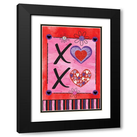 Valentines Day II Black Modern Wood Framed Art Print with Double Matting by ND Art