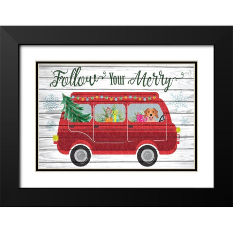 Follow Your Merry Black Modern Wood Framed Art Print with Double Matting by ND Art