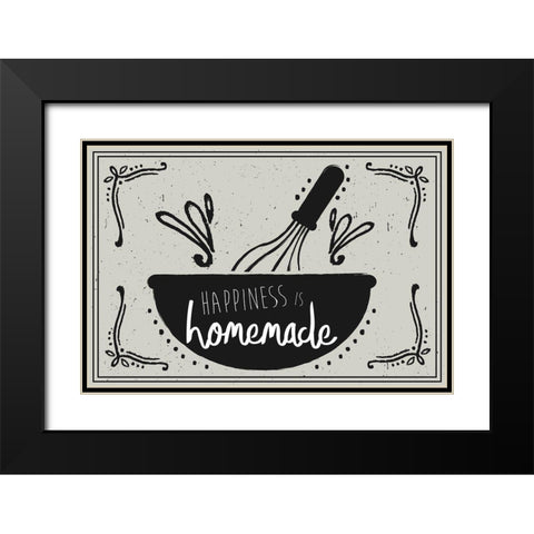 Happiness is Homemade Black Modern Wood Framed Art Print with Double Matting by ND Art