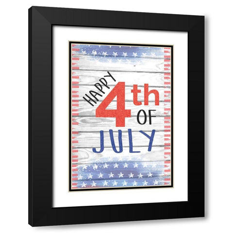 Happy 4th of July Black Modern Wood Framed Art Print with Double Matting by ND Art