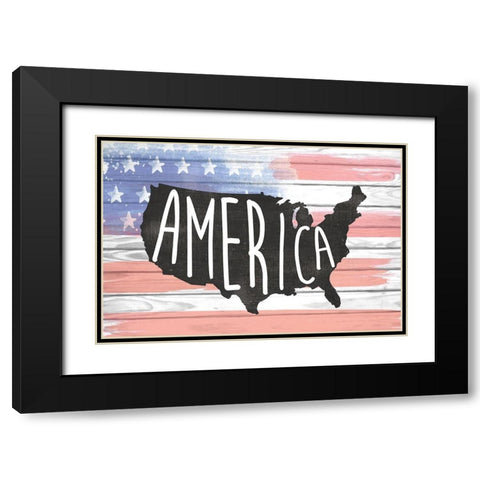 America Black Modern Wood Framed Art Print with Double Matting by ND Art