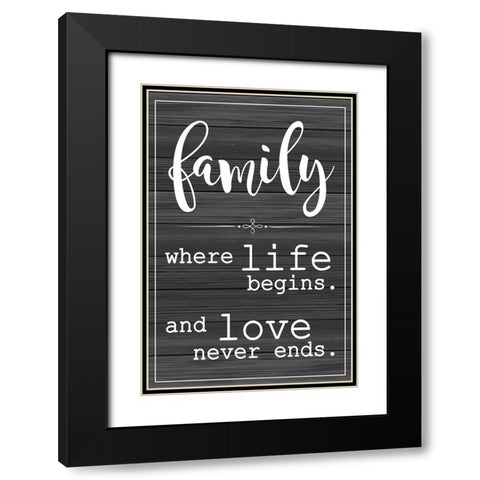 Love Never Ends Black Modern Wood Framed Art Print with Double Matting by ND Art