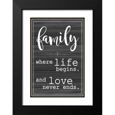 Love Never Ends Black Modern Wood Framed Art Print with Double Matting by ND Art