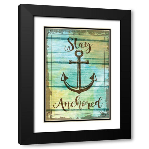 Stay Anchored Black Modern Wood Framed Art Print with Double Matting by ND Art