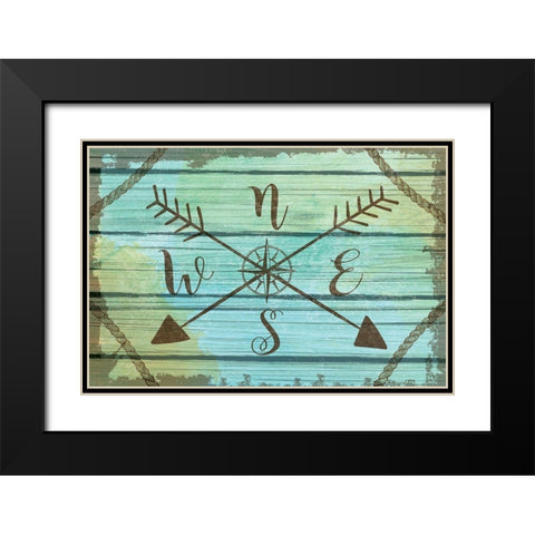 Compass Key Black Modern Wood Framed Art Print with Double Matting by ND Art