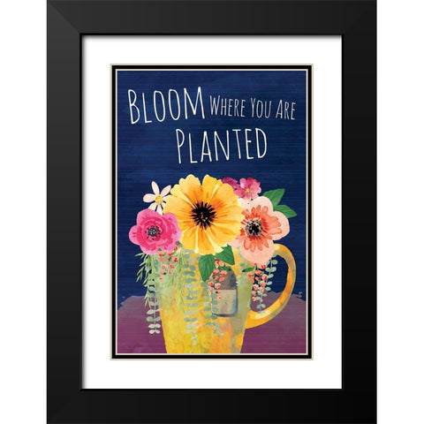 Bloom Where You Are Planted Black Modern Wood Framed Art Print with Double Matting by ND Art