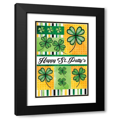 Happy St. Pattys Black Modern Wood Framed Art Print with Double Matting by ND Art