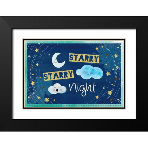 Starry Starry Night Black Modern Wood Framed Art Print with Double Matting by ND Art