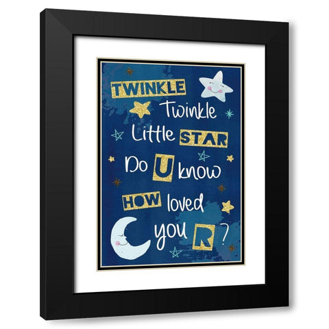 Twinkle Twinkle Little Star Black Modern Wood Framed Art Print with Double Matting by ND Art