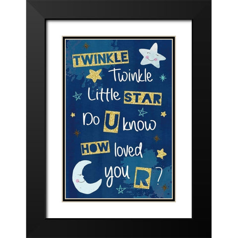 Twinkle Twinkle Little Star Black Modern Wood Framed Art Print with Double Matting by ND Art