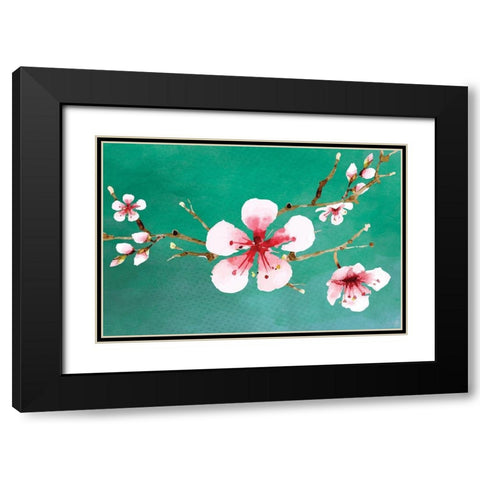 Cherry Blossoms II Black Modern Wood Framed Art Print with Double Matting by ND Art